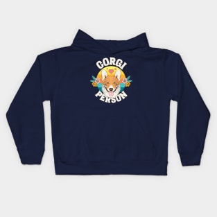 Corgi person pembroke welsh pet dog logo | Morcaworks Kids Hoodie